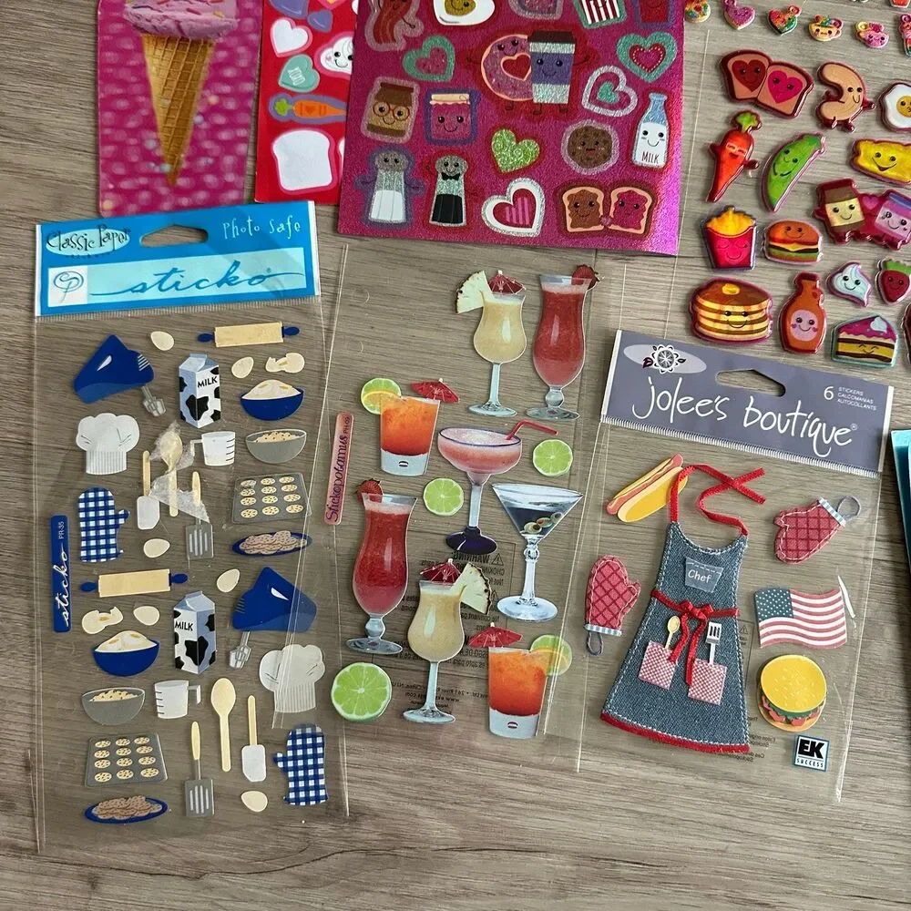 Food Theme Stickers & Lenticular Bookmark for Scrapbook Crafts Collection